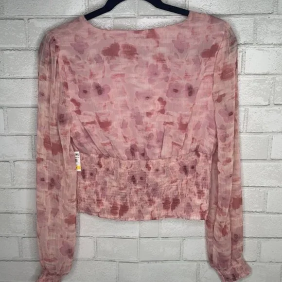 NWT Bar III Floral Print Smocked Waist Top - Picture 8 of 11